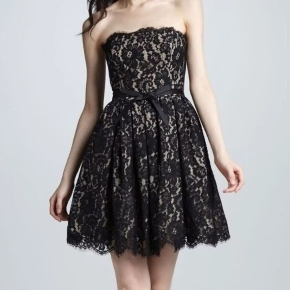 🟢 NWOT Robert Rodriguez Neiman Marcus Target Black Lace Strapless Dress Sz. 6